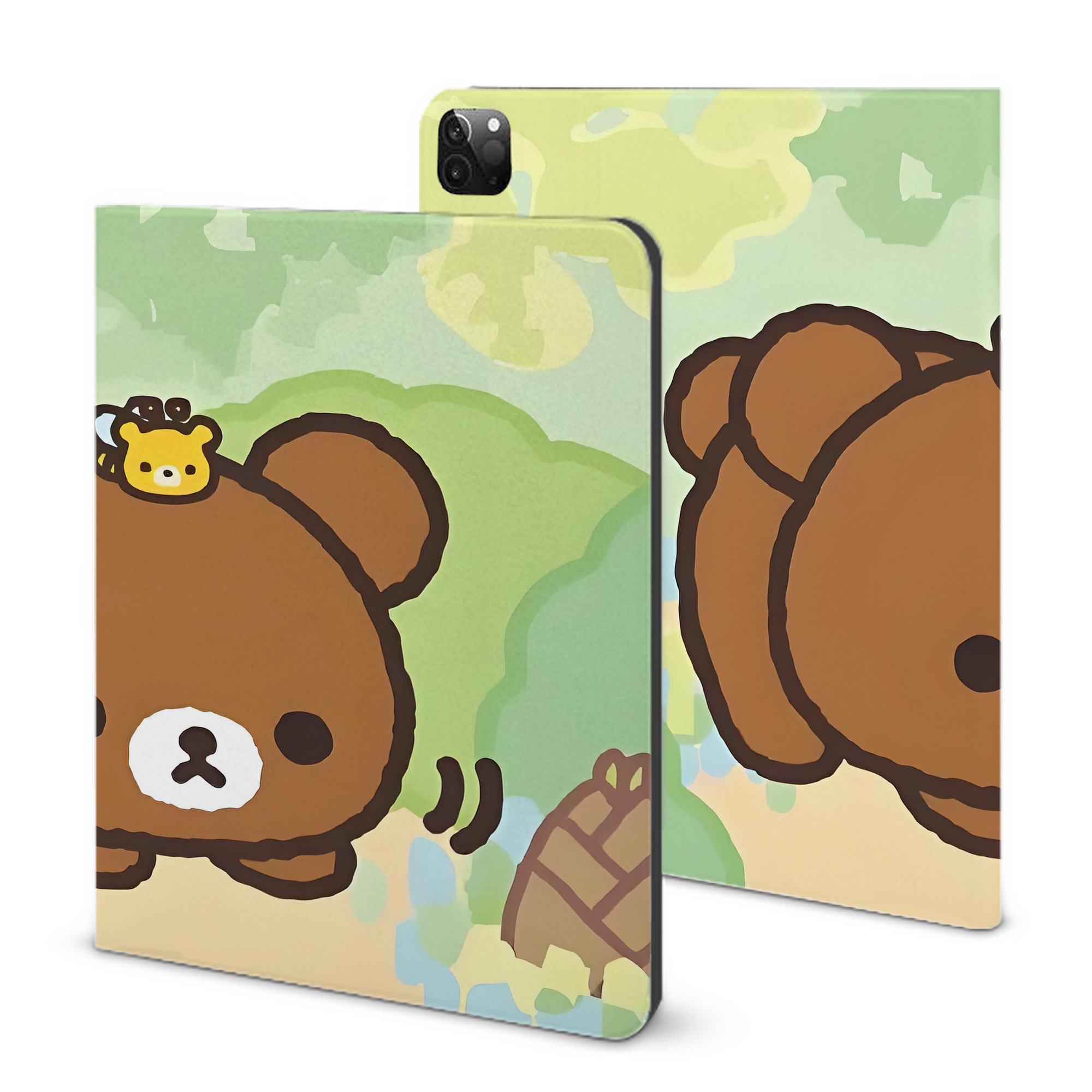 （画像用） リラックマ リラックマ キイロイトリ Rilakkuma Korilakkuma Kiiroitori IPadケース ペンホルダー付き ブックスタイルデザイン
